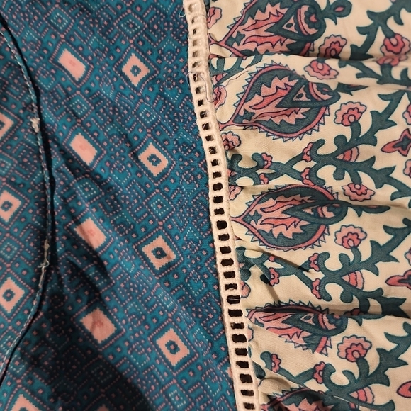 Boho Beach Hut midi dress bohemian flowy medium nwt teal and pink FP to Love - Picture 14 of 14